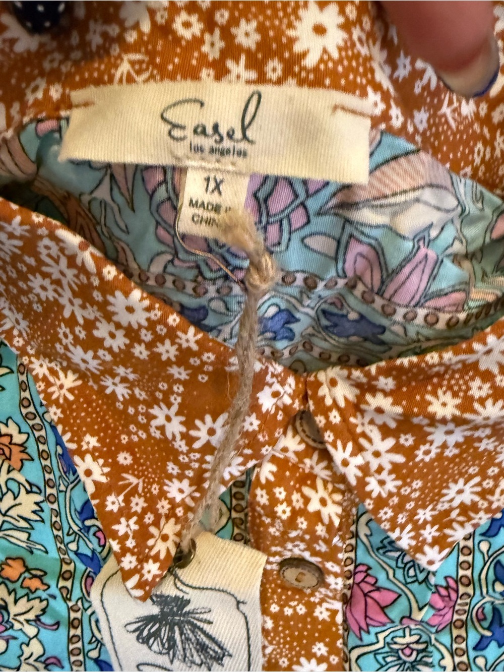 Easel multi-colored boho mini dress plus size - Picture 4 of 7